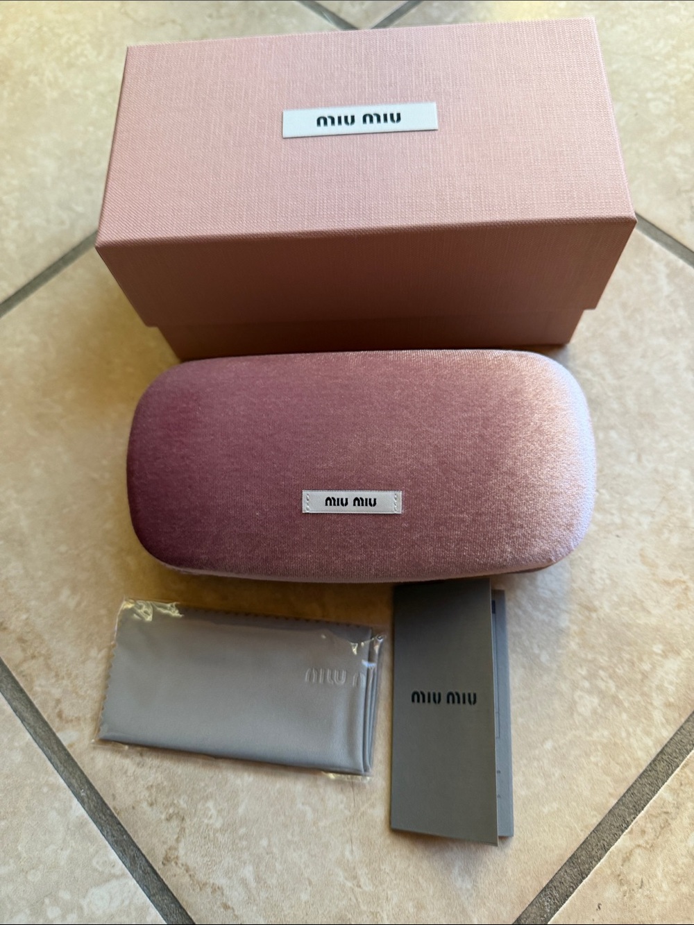 Miu Miu Dusty Pink Velvet Sunglasses Case with Box